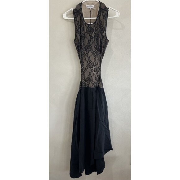 $118 WE WORE What Womens Dress Black Beige Cutouts Medium Midi Medium M Lace - Picture 1 of 3